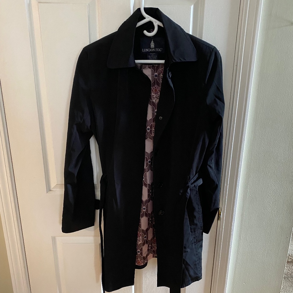 London Fog black trench coat